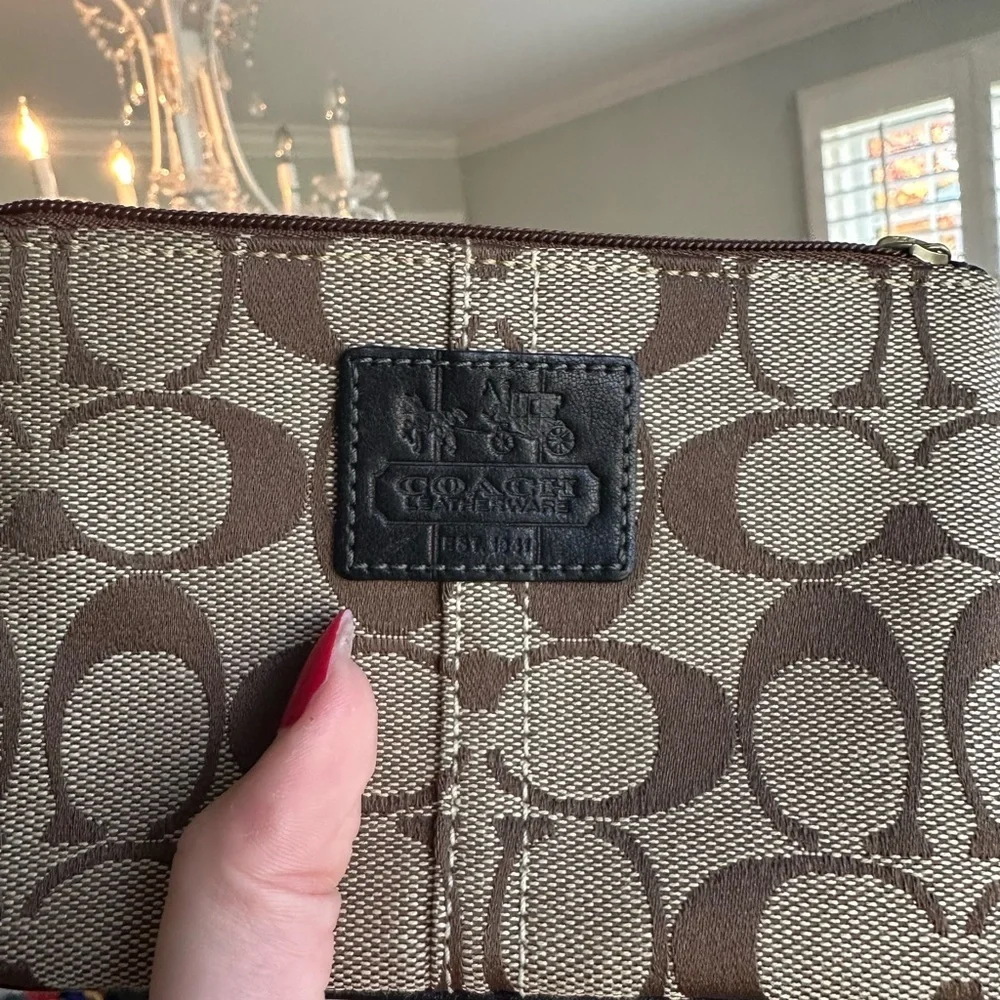 Coach Tan and Brown Signature Wristlet - Picture 4 of 6